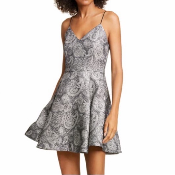 Alice + Olivia Annette metallic skater dress